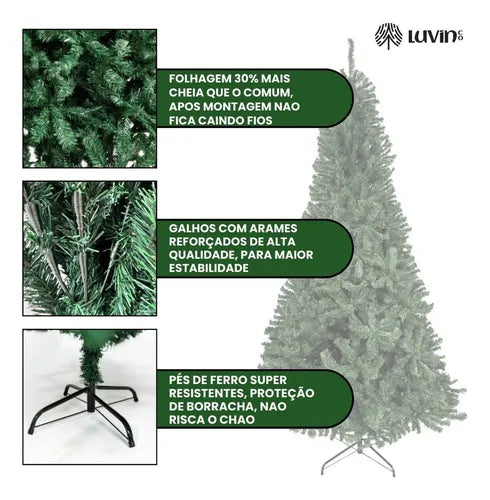 💖 Árvore De Natal Pinheiro Premium Luxo 2.1m 1200 Galhos Cheia Verde